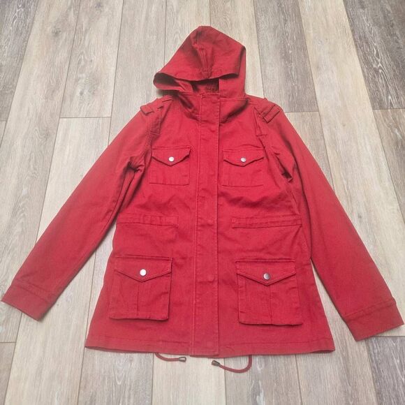 Market & Spruce red jacket Kathleen Cargo coat  size small - Picture 1 of 13